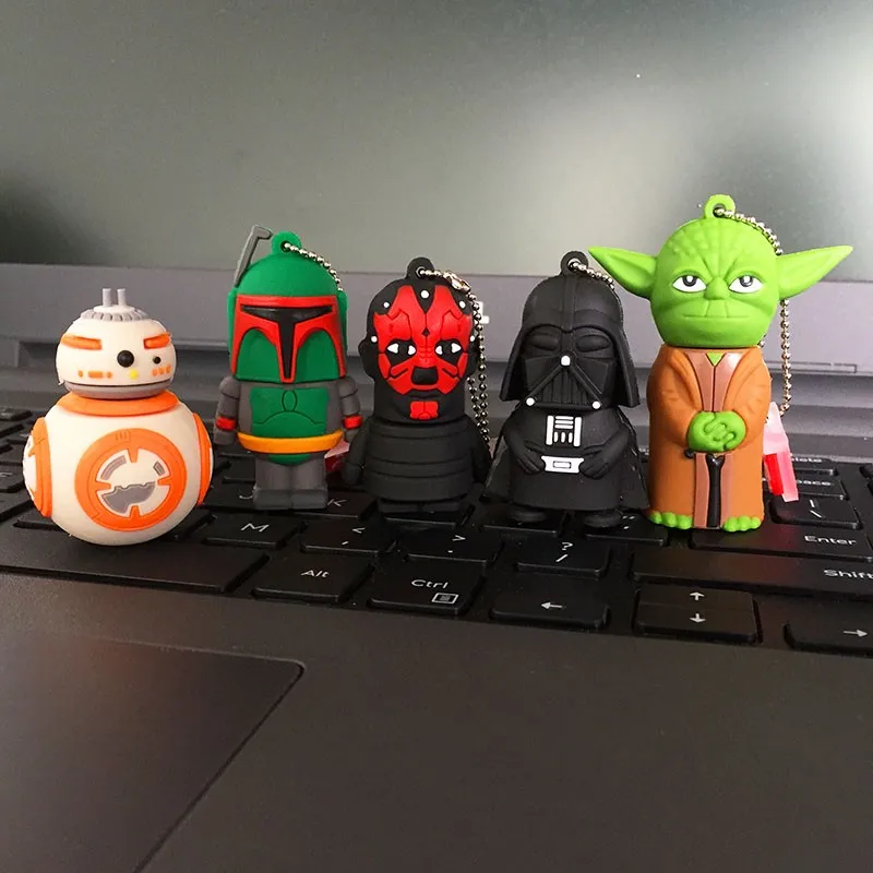 Флеш-накопитель USB 64G Star Wars, флеш-накопитель 32 GB, флешка 16GB R2D2 Darth Vinda 8GB 4GB Maul Bounty Hunter, USB2.0 карта памяти, носитель