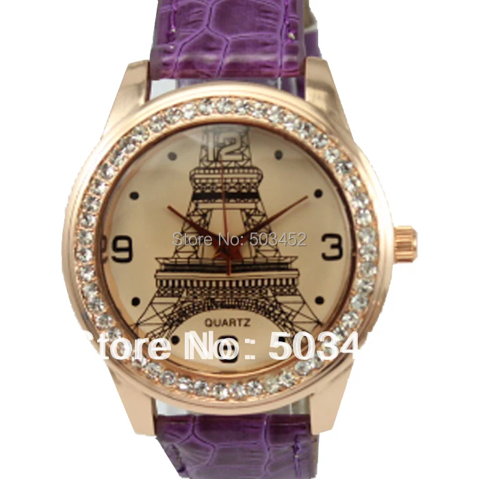 В продаже женские часы с Эйфелевой башней 100 шт/партия, модные кожаные часы с ремешком, кварцевые винтажные часы наручные часы несколько цветов на выбор