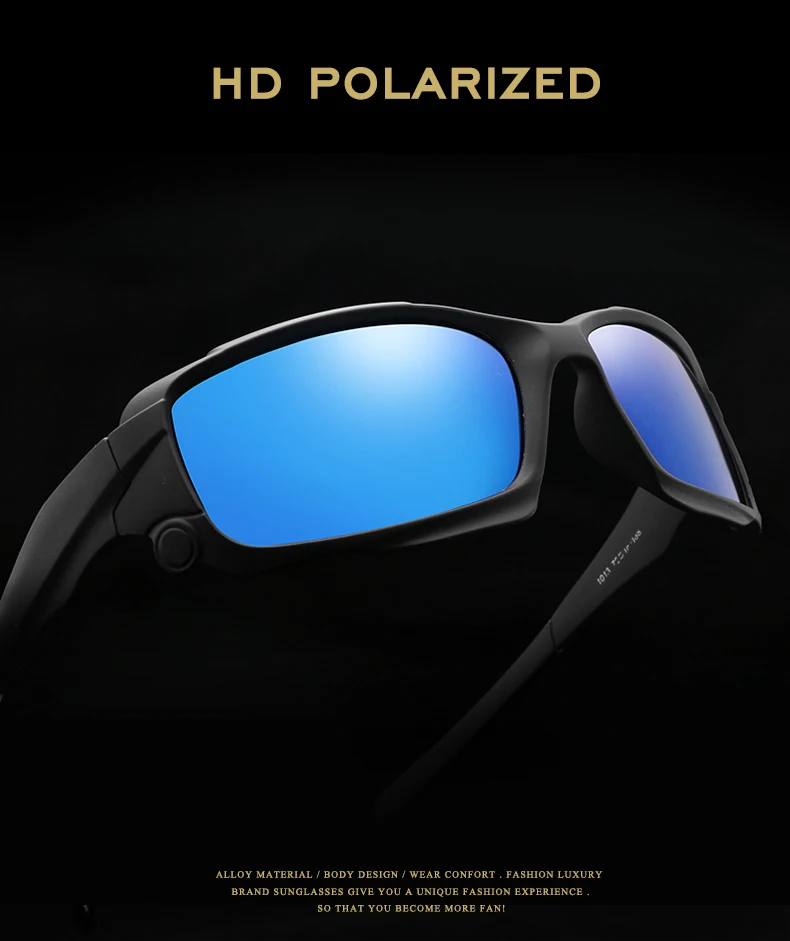 Брендовые мужские поляризованные солнцезащитные очки, дизайнерские спортивные солнечные очки для вождения, рыбалки, квадратные солнцезащитные очки, черная оправа, аксессуары для очков