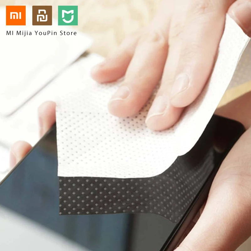 Xiaomi Mijia Phone Mirror screen Clean, 50 шт. в 1 упаковке, влажные салфетки, ЖК-экран, удаление пыли для смартфона, ноутбука, компьютера