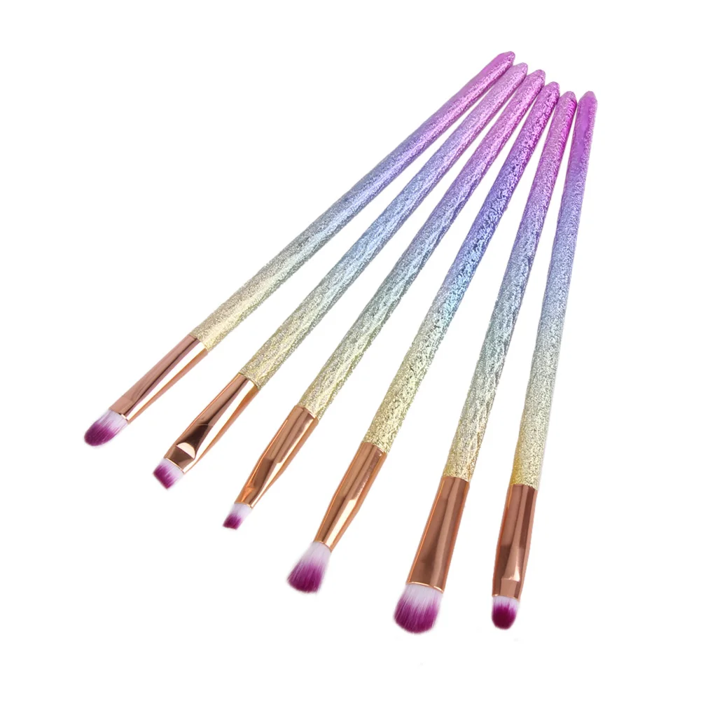 6pcs Glitter Cosmetic Makeup Brushes Set Eyeshadow Eyeliner pinceaux