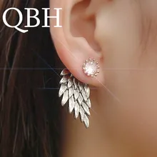 EK101 New Fashion Party Bijoux Brincos Crystal Angel Wing HOT Gothic Women s Feather Crystal Stud