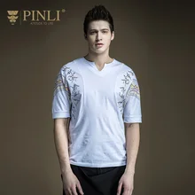 Pinli Rushed V-ausschnitt Bambusfaser Keine Produkte 2017 Neue Sommermode herren Druck V Kragen Kurzarm T-shirt B172611219