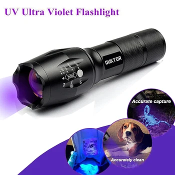 

UV Led Flashlight 365nm Ultra Violets Ultraviolet Flashlight Invisible Zoomable for Pet Stains Hunting Marker Checker by 18650