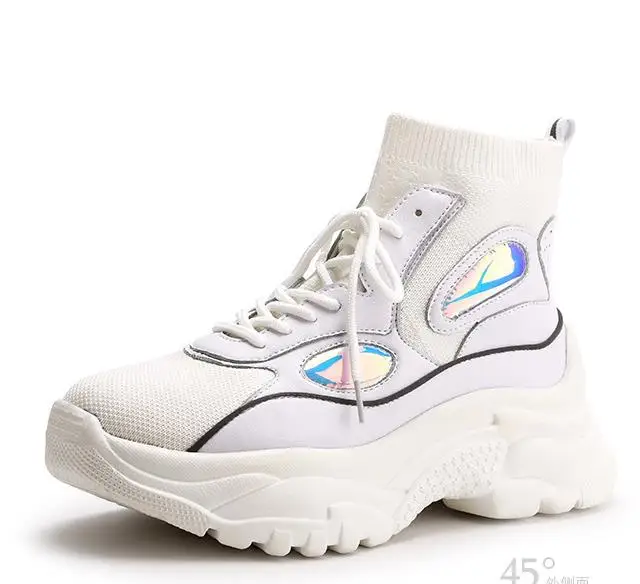 Chaussette Doux Sneaker Chaussure Blanc Top Mode De Noir forme Laser Dame Chaussures Marque Femmes Femelle Noir blanc Plate Casual 5px4a7aW
