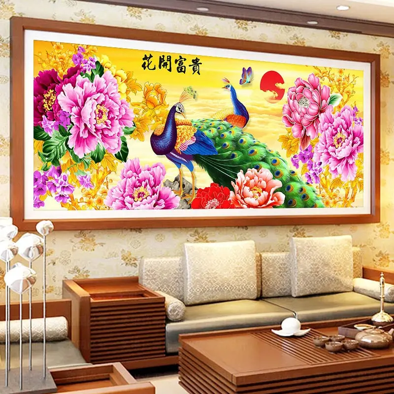 

D SH New 5D Diy Diamond Painting Peacock Peony Pattern Cross Stitch Diamond Embroidery Full Square/Round Diamond Mosaic