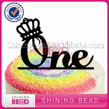 

Free shipping +30pcs/lot +ONE Acrylic Cake Topper ,Black/Glitter Silver/Glitter Gold Crown(16 colors)1st Birthday Party Supplies
