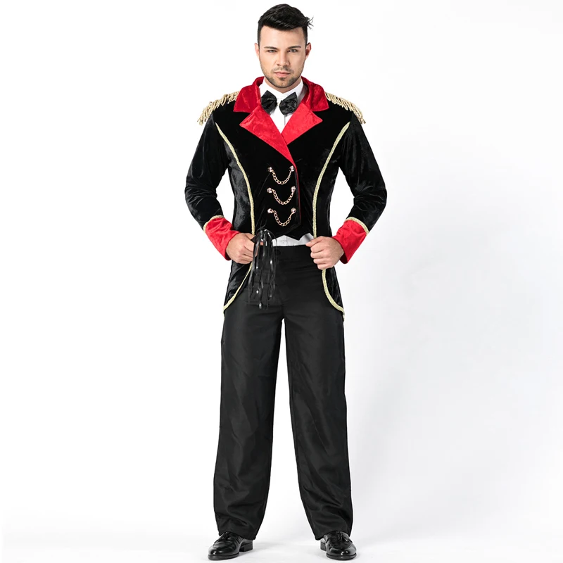 Костюм для смокинга Ringmaster мужчин и взрослых цирк-тамерщик волшебное шоу
