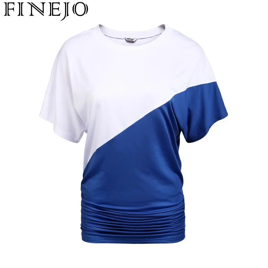 

T Shirt Femme 2019 Fashion Women Patchworks T-shirts Solid Summer Short Batwing Sleeve Tshirt Casual Tops Tee Shirt plus size