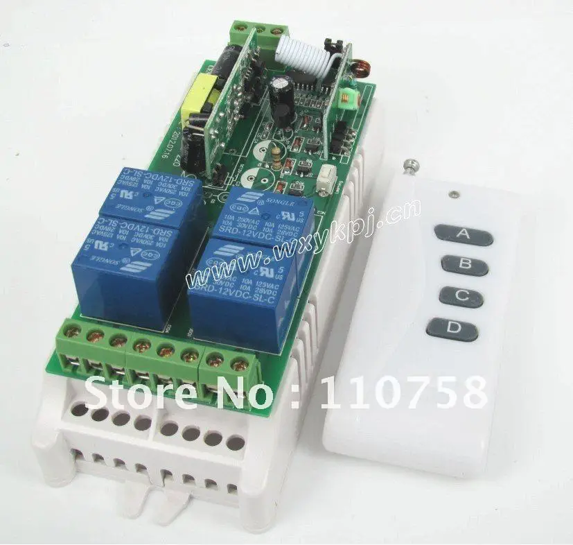 

AC85V~250V 110V RF 4 CH 1000M Wide Voltage Multi-Function Wireless Remote Control Switch System 315/433MHZ switch 4