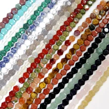 8*8 мм натуральный камень, агат, розовый кварц, бирюзовый опал, граненый Шестигранник, бусины-разделители для изготовления ювелирных изделий, браслетов, ожерелий, 25 шт