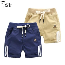 1st летний Детская одежда для маленьких мальчиков Повседневное Пляжные шорты из хлопка в полоску с вышивкой повседневные шорты, брюки k1