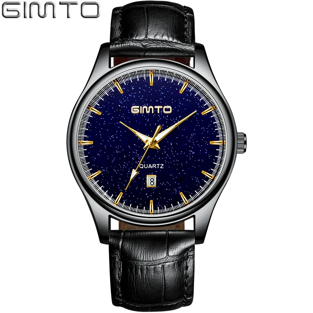 

2019 New GIMTO Blue Casual Mesh belt Fashion Quartz Watch Mens Watches Top Brand Luxury Waterproof Clock Relogio Masculino