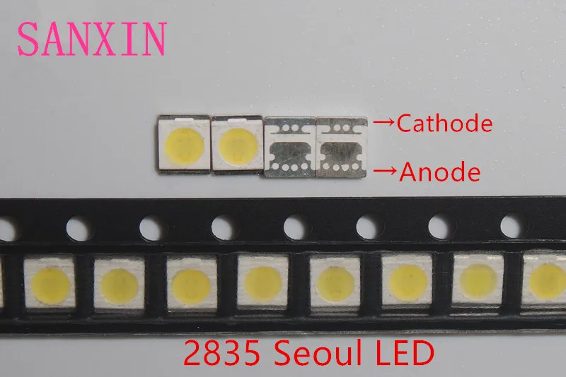 200 шт./лот Сеул 3528 2835 SMD светодиодные Бусины 1 Вт 3 в холодный белый лм для ТВ/ЖК