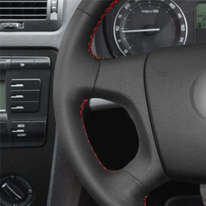 Чехол рулевого колеса автомобиля MEWANT из черной искусственной кожи для Skoda Fabia 2005