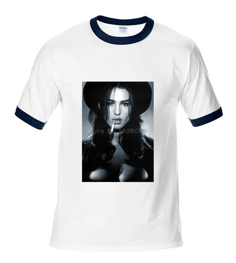

Monica Bellucci H Blue Mens T-shirt Celebrity Star Movie Monica Bellucci Man Raglan Sleeve Tees Shirt Print Tops Camiseta