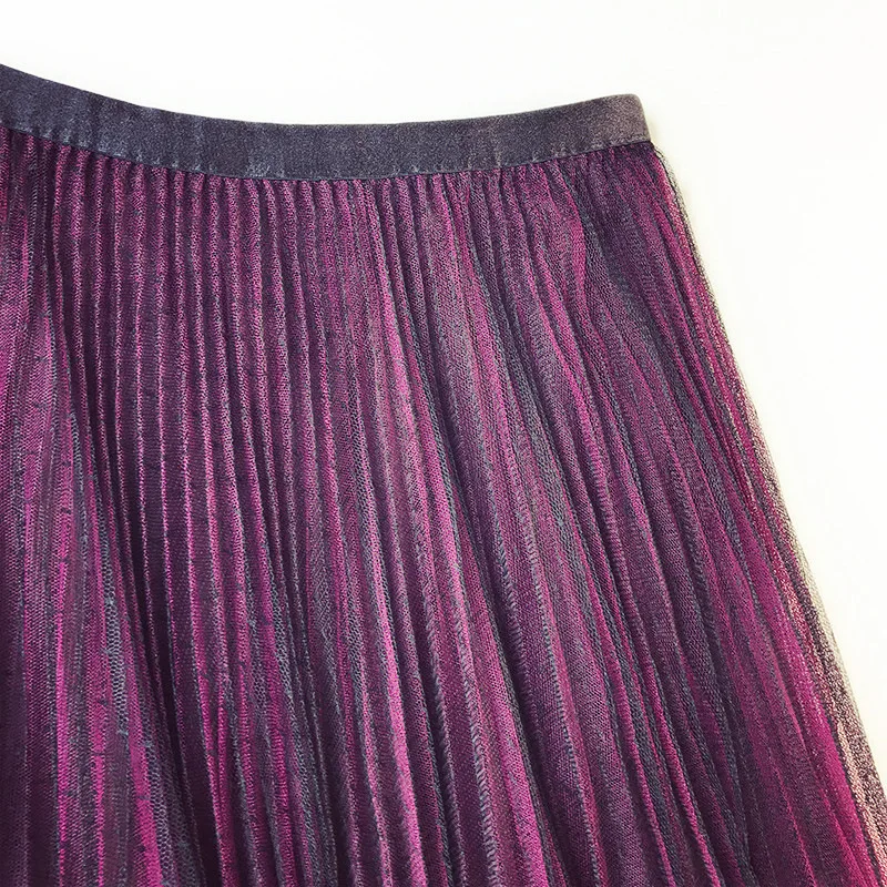 Wasteheart Purple Gray Lace Women Skirt Casual Women High Waist Pleated Ankle Length Skirts Mesh Clothing All-match Plus Size Wasteheart Purple Gray Lace Women Skirt Casual Women High Waist Pleated Ankle Length Skirts Mesh Clothing All-match Plus Size
