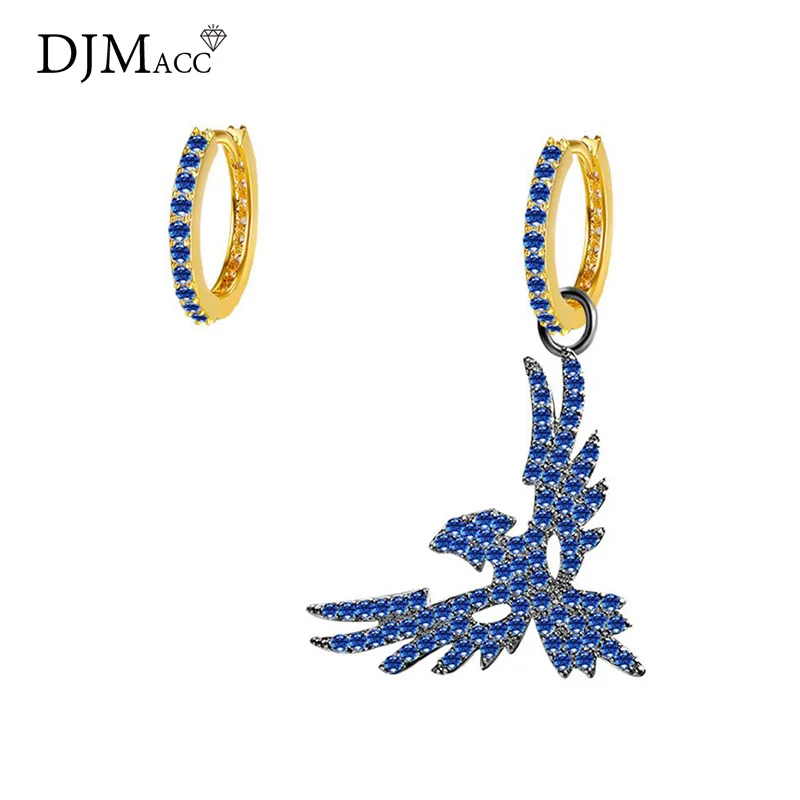 

New style Full Crystal Blue And White Color Bird Asymmetry Drop Earring For Women Fashion Jewelry(DJ1212)