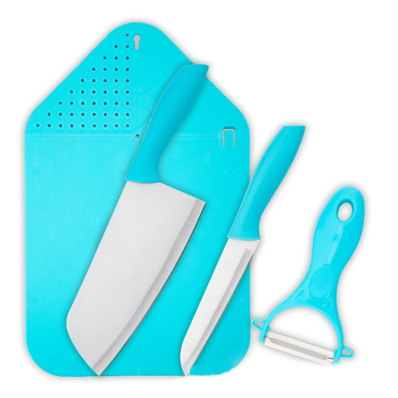 Environmentally Kitchen Knife Set Multifunction Collapsible Plastic Cutting Board with knife and Vegetable Peeler |