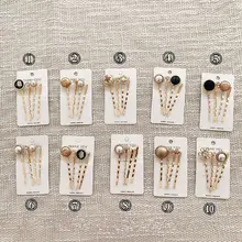 4 шт. корейские женские винтажные имитирующие жемчужные шпильки с цветком в виде сердца заколки-бабочки для волос Металлические золотистые хрустальные аксессуары для волос