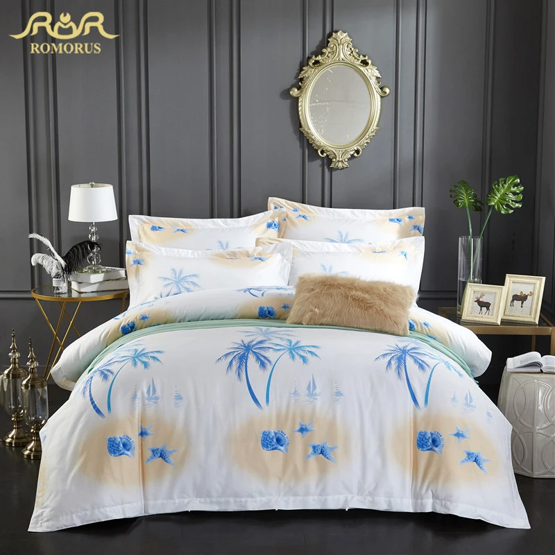 

Beautiful Coconut Tree Duvet Cover Set King Queen Full Size Single Double Bed Cover 100% Cotton Quality New Design Bedding Sets
