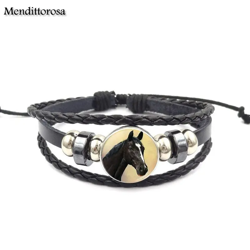 Модный браслет Mendittorosa из черной кожи для женщин и девушек ювелирные