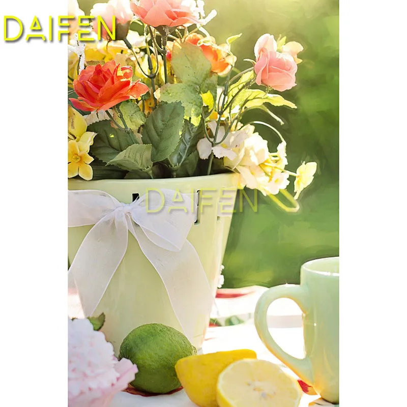 

DIY 3D Diamond mosaic Full Square Diamond painting Cross stitch cup fruit flower lemon Full Round Diamond embroidery cup