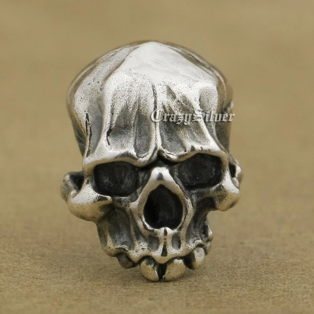 Мужские байкерские Серьги пусеты TA40 серебро 925 пробы панк рок череп|skull stud earrings|stud