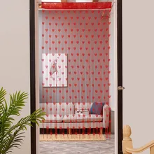 50x200 см любовь сердце струна занавеска для окна или двери делитель прозрачная Короткая штора в форме сердца штора занавеска декоративный свет