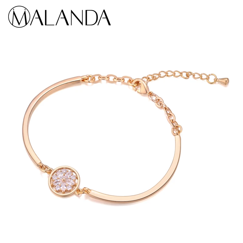 

MALANDA Excellent zircon Flowers Bracelets Bangles New Fashion Gold Color Bracelets Bangles For Women Girl Wedding Jewelry Gift
