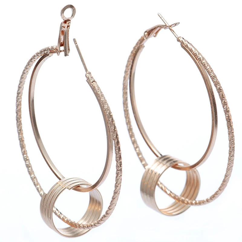Розовые золотые серьги-кольца для женщин геометрические круглые обручи минималистичные металлические креольские серьги Модные ювелирные изделия оптом