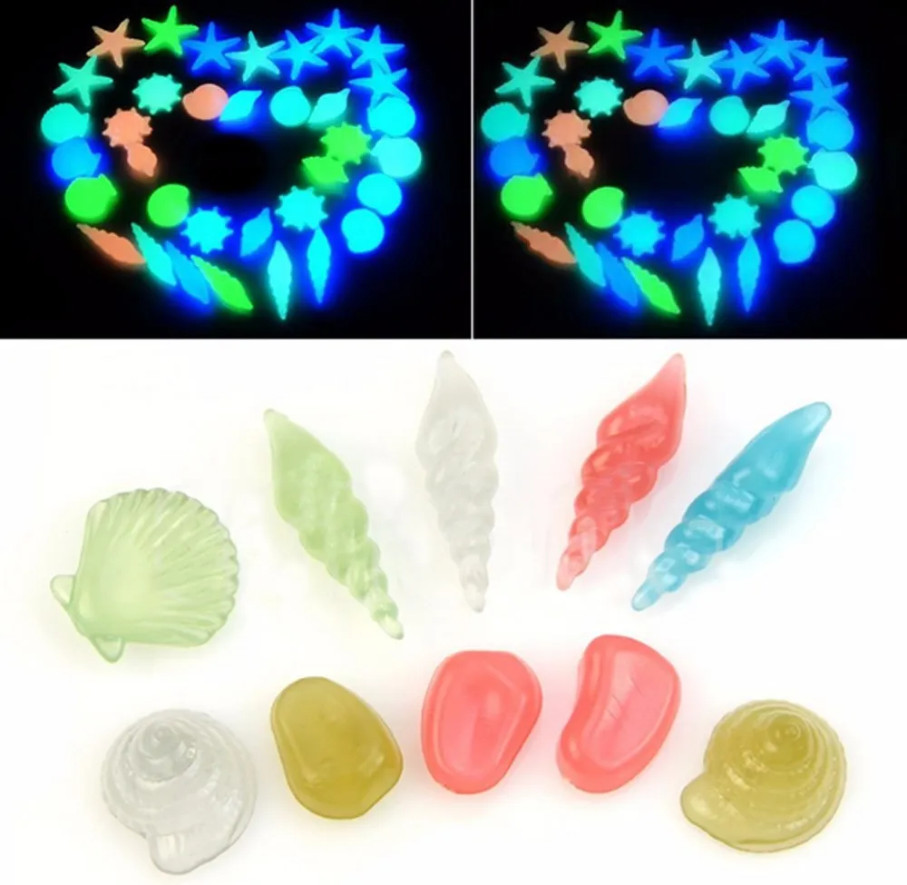

Best Quality 10PCS Aquarium Fish Tank Decor Glow in the Stone Conch Dark Luminous Sea Shells