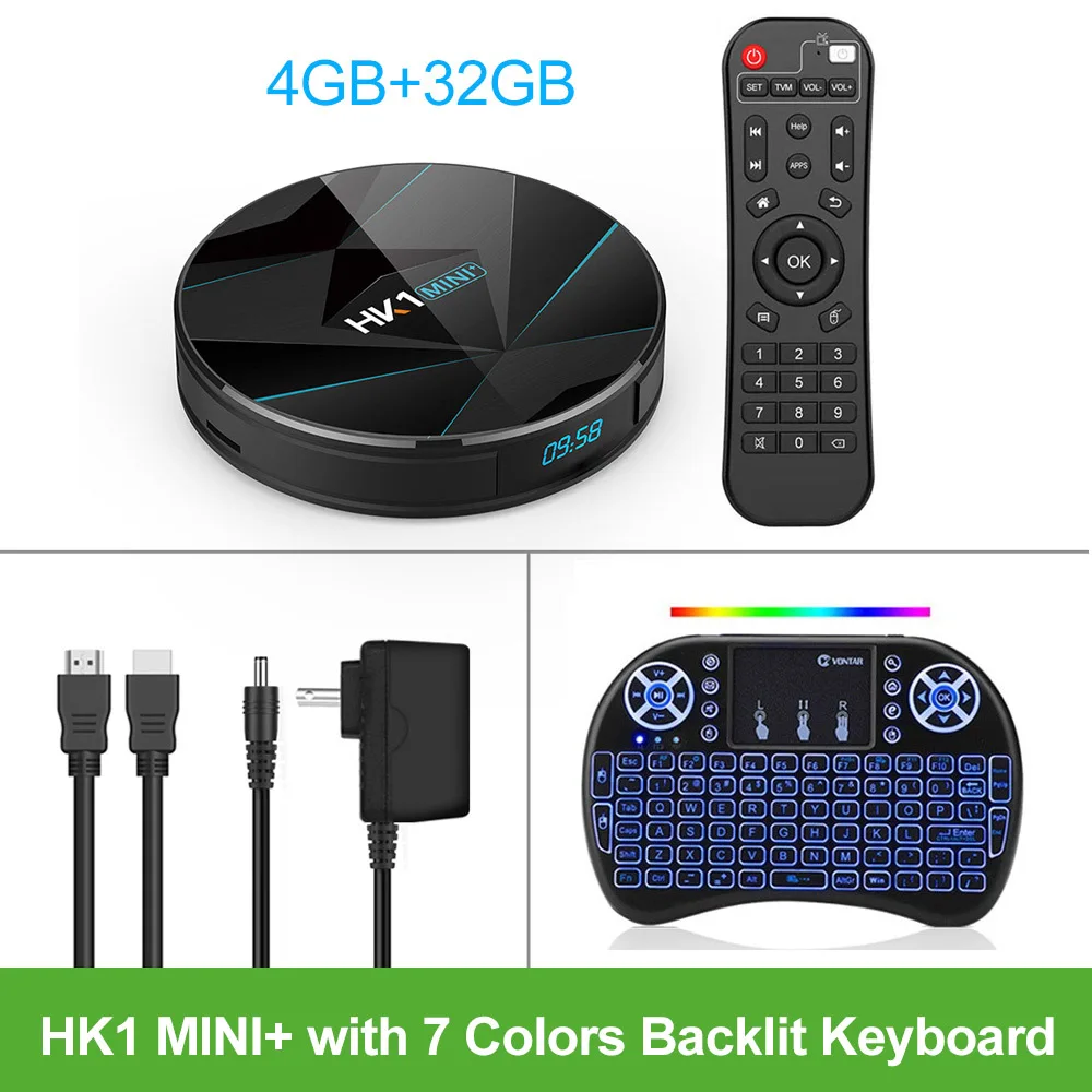 HK1 Мини плюс Android 9,0 Смарт ТВ коробка Rockchip RK3318 поддержка 4K 60fps USB3.0 Google PlayStore Netflix Youtube телеприставка - Цвет: 4G32G 7 color i8