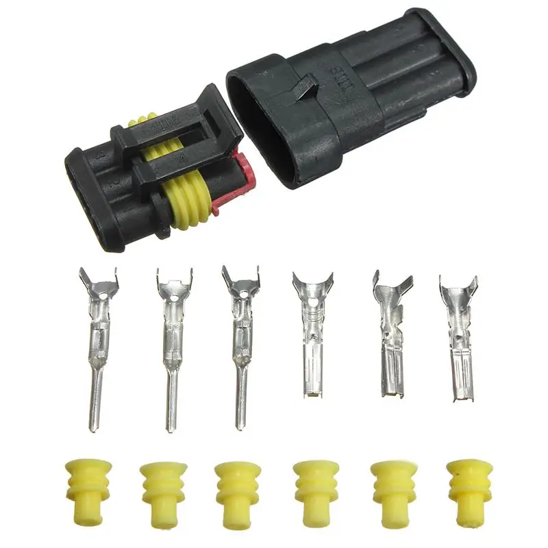 

One Set Best Price Car Auto 3 Pin Way Sealed Waterproof Electrical Wire Connector Plug Set Truck Caravan