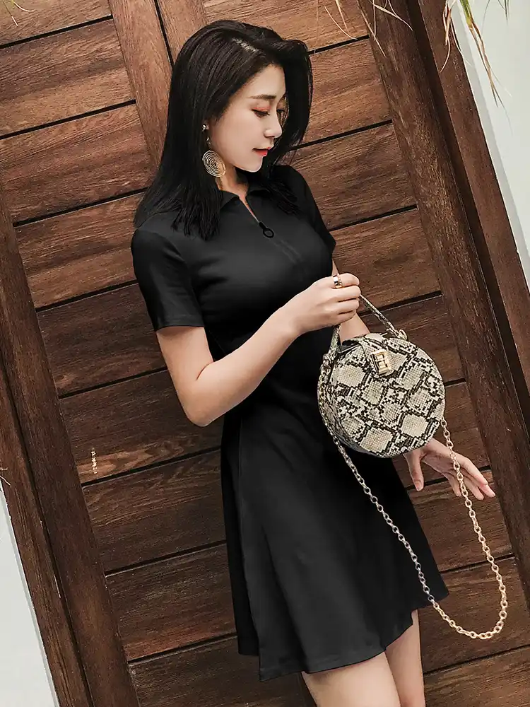 Oukytha Woman Dress Mni Preppy Style Korean Fashionable Short
