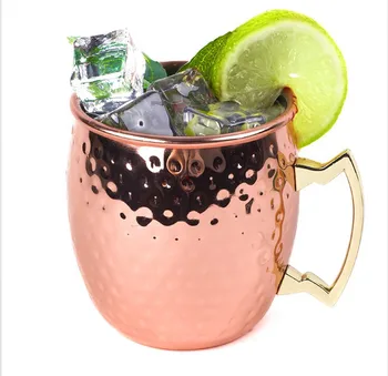 

50pcs/lot Hammered Copper plated Stainless Steel Moscow Mule Mug Drum-Type Beer Cup Coffe Cup Water Glass Drinkware