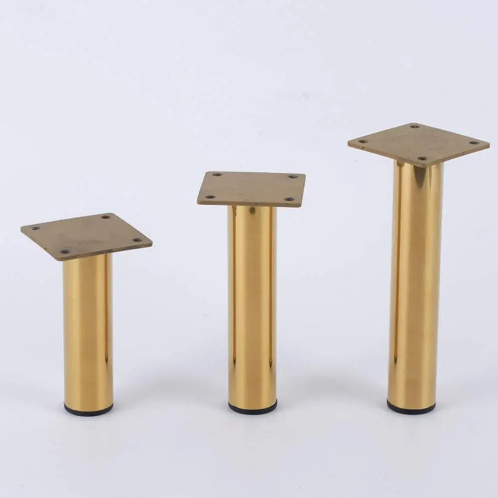 

4Pcs Metal Furniture Legs, Gold Sofa Tv Cabinet Coffee Table Replacement Feet Cylindrical Stainless Steel Table Legs 120mm-180mm