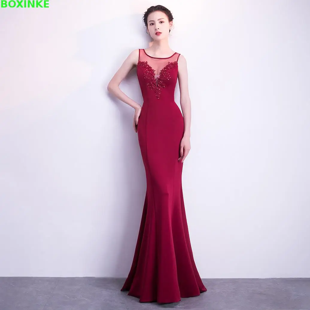 Vestido De Festa Sale Solid O-hals Lanon Mesh Vestido Longo Vadim En Zomer Nieuwe Stijl Koreaanse Fishtail Lange Jurk Party Vestido De Festa Sale Solid O-hals Lanon Mesh Vestido Longo Vadim En Zomer Nieuwe Stijl Koreaanse Fishtail Lange Jurk Party