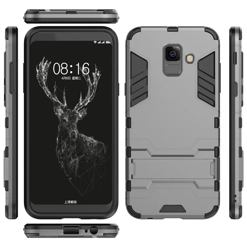 Slim Hard PC+Soft Silicone TPU Rugged Rubber Kickstand Armor Back Case For SAMSUNG Galaxy A6 A6 Plus 2018 Shockproof Cover Capa (37)