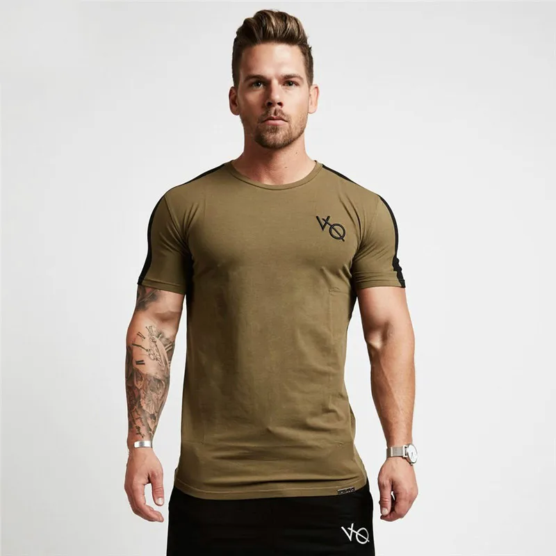 

New Men Fitness Short Sleeve T Shirt Running Shirt Men Compression Gym Sport Bodybuilding T-shirt Cotton O Neck Slim Tee Tops