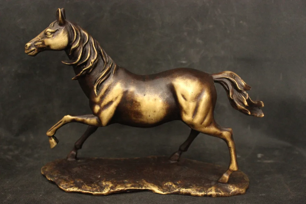 

Old Ancient Chinese Antique Folk Copper Bronze Fengshui Statue Horse Sculpture