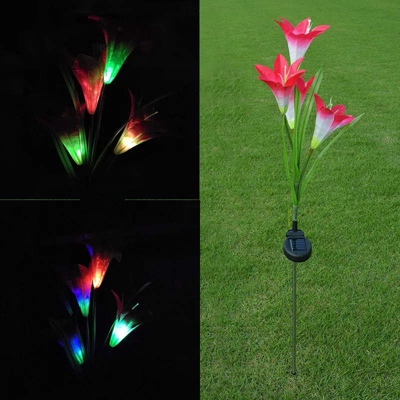 

Seven-color Discoloration 4 Solar Lily Lantern Outdoor LED Simulation Lantern LED Lawn Light Pole Light