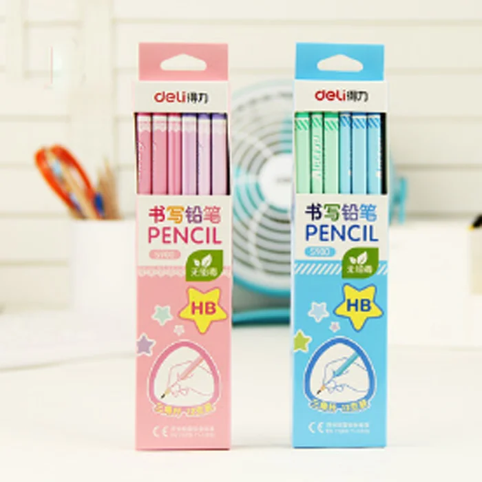 

12 Pcs/pack New High Quality HB Standard Pencils Black Wood Writing School Supplies Office Accessories Triangle Pole