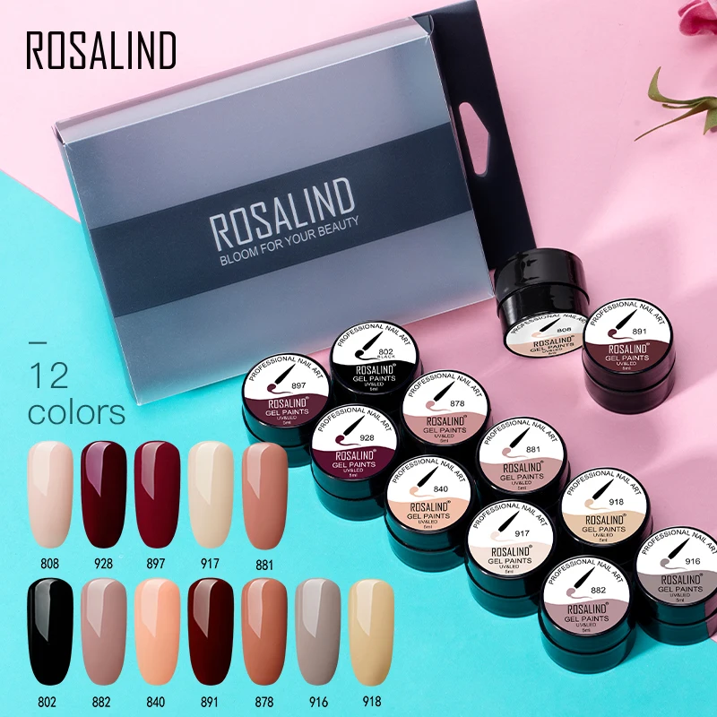 ROSALIND Gel Nail Polish Set 12PCS/Set Painting Spider Shiny Gel Manicure Set Stamping acrylic Nail Kit Varnish All For Manicure