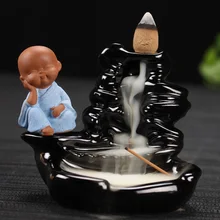 Курильница для благовоний горелка домашний Декор маленький монах керамический держатель для ароматических палочек ароматерапия Будда курильница+ 10 шт. пирамидки благовоний