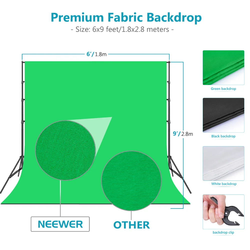 US $165.99 Neewer Upgraded 26x3 M85x10 Ft Background Support System With 800W 5500K Softbox Umbrella Continuous Lighting Kit For Studio