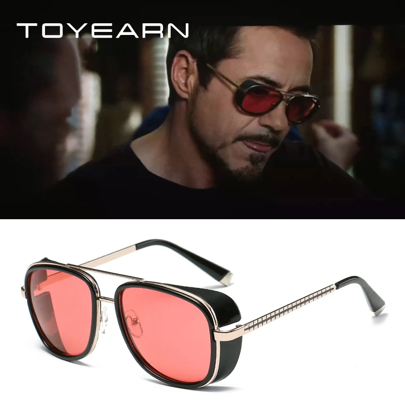 

Classic Brand Design Square Sunglasses Men Avengers Infinity War Tony Stark Iron Man Goggle Sun Glasses For Male Oculos Gafas de