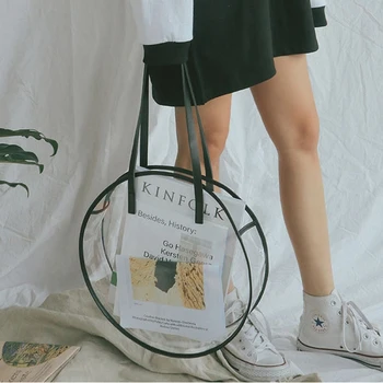 

NIGEDU Designer women Handbags Transparent Jelly Bag Clear Round Shoulder Bags Circle Holiday Beach Bags For femme Tote Bag big