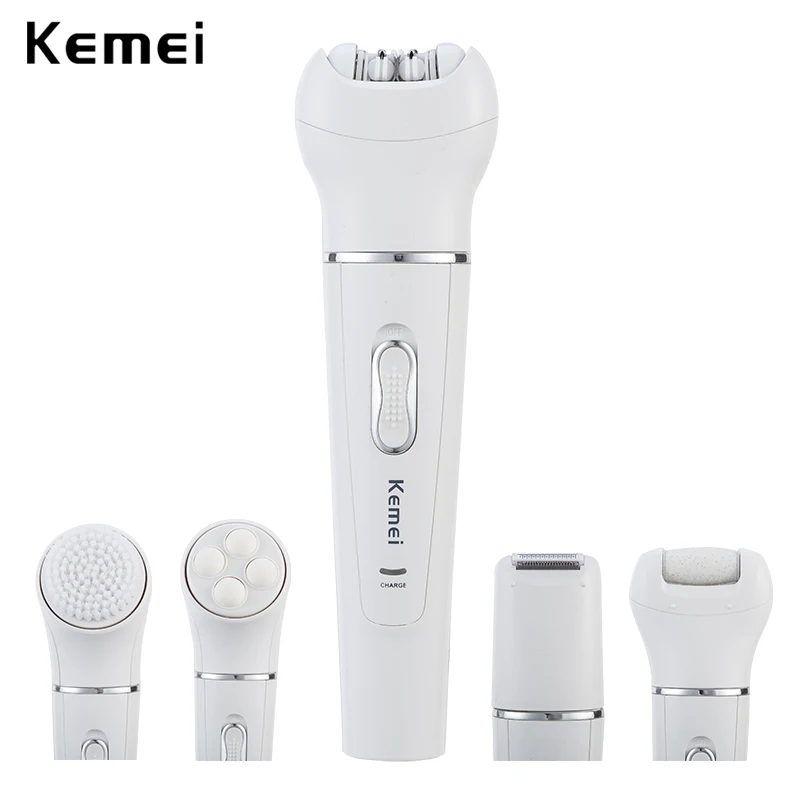 Kemei 5 In 1 Women Epilator Wool Device Electric Shaver Razor Shaving Lady's Callus Remover Facial Cleansing Brush massager Kemei 5 In 1 Women Epilator Wool Device Electric Shaver Razor Shaving Lady's Callus Remover Facial Cleansing Brush massager