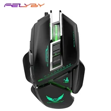 FELYBY профессиональная Проводная игровая мышь USB дышащий светодиодный 3200 dpi 11 кнопок для настольных компьютеров и ноутбуков